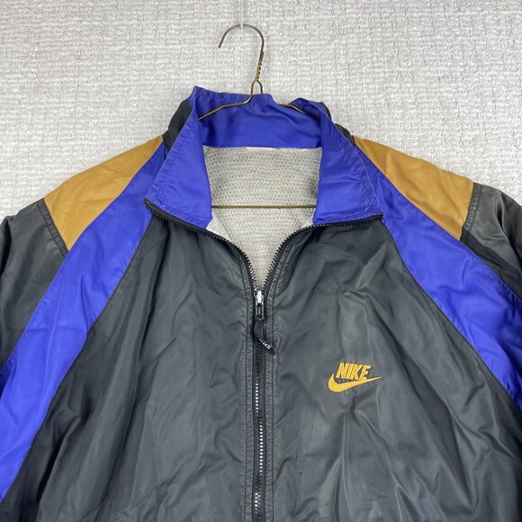 VTG 90s Nike Purple Gold Black Color Block Hooded Windbreaker Jacket Men Read* - Picture 2 of 16